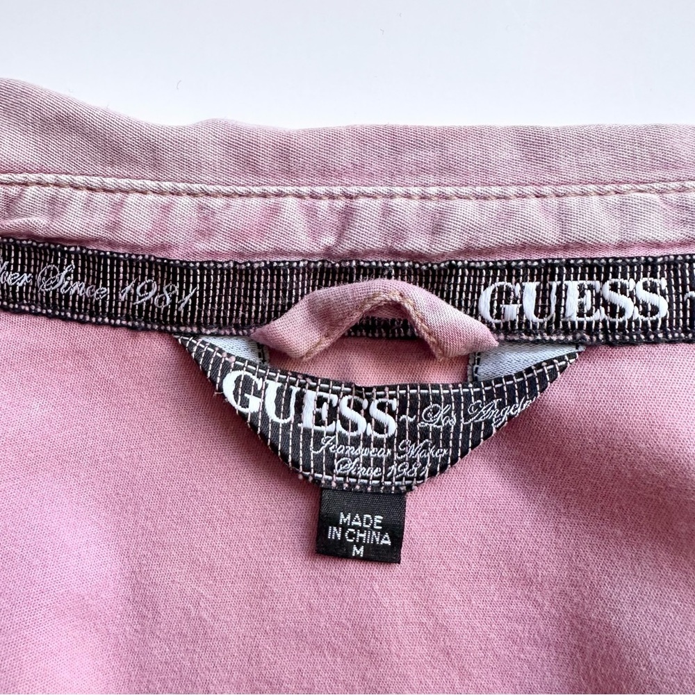 Vintage Y2K Guess Los Angeles Faded Washed Pink Button Up Shirt Cinch Waist - M - Picture 5 of 15